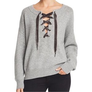 Rails Gray Lace-Up Sweater